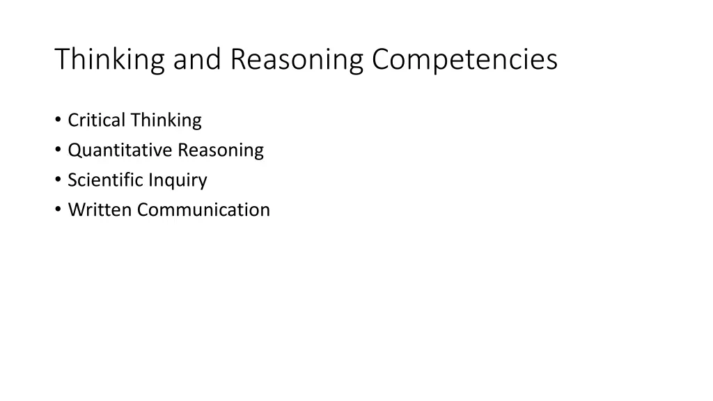thinking and reasoning competencies
