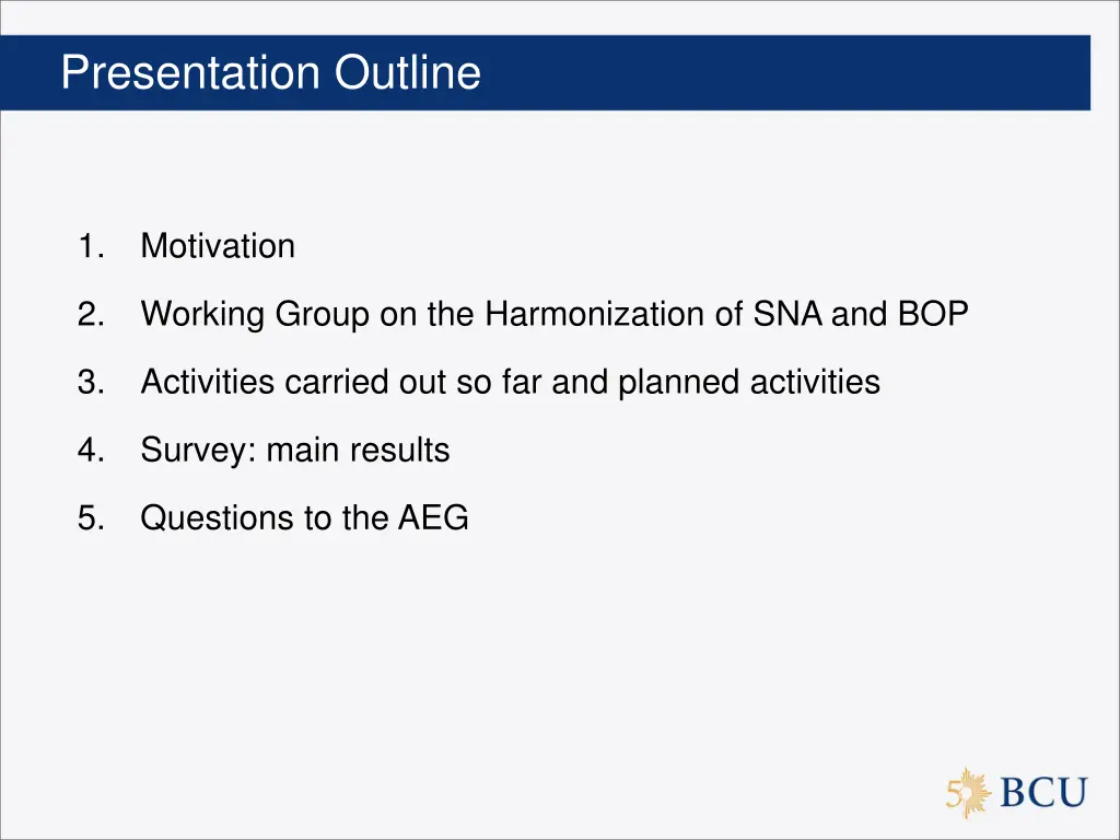 presentation outline