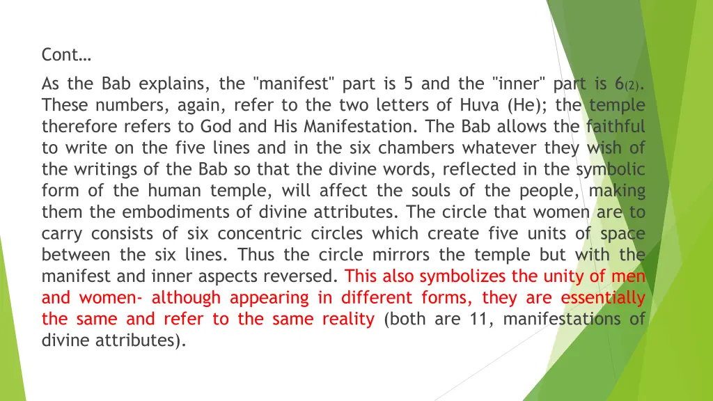 cont as the bab explains the manifest part