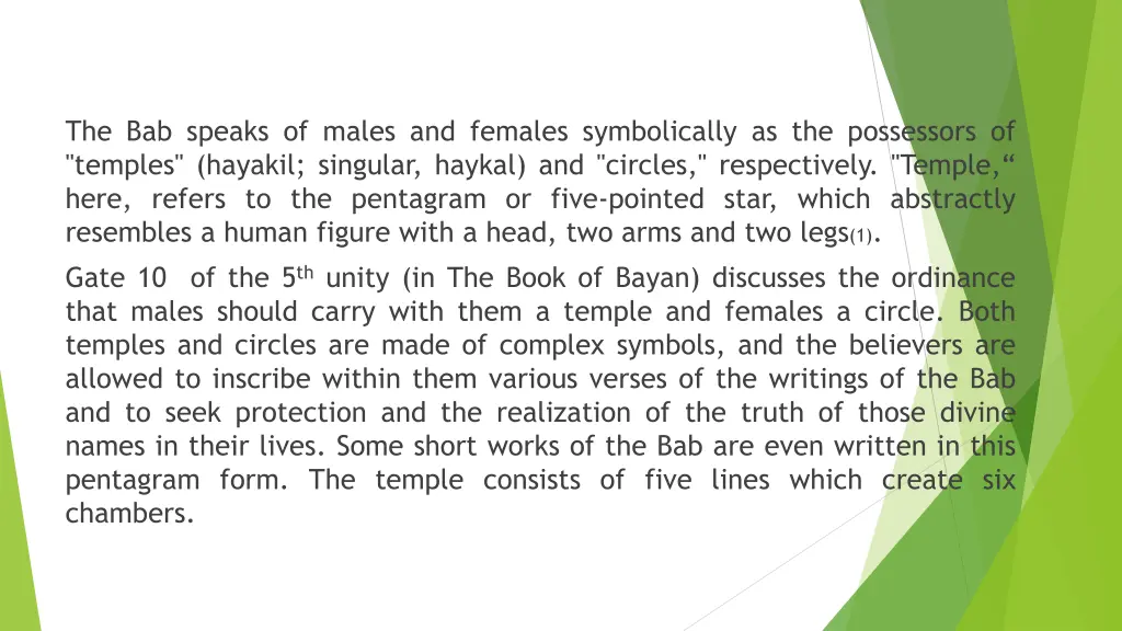 the bab speaks of males and females symbolically