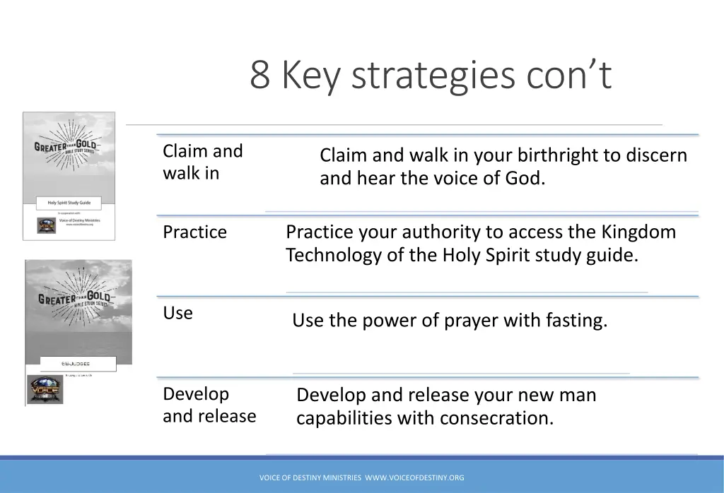 8 key strategies con t
