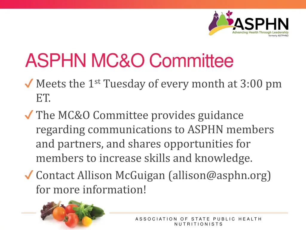 asphn mc o committee meets the 1 st tuesday