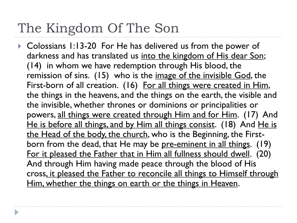 the kingdom of the son