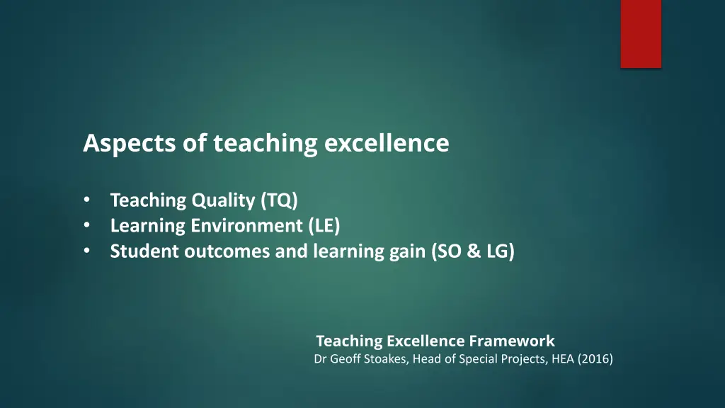 aspects of teaching excellence