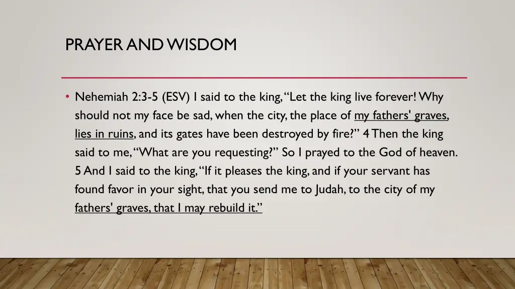 prayer and wisdom