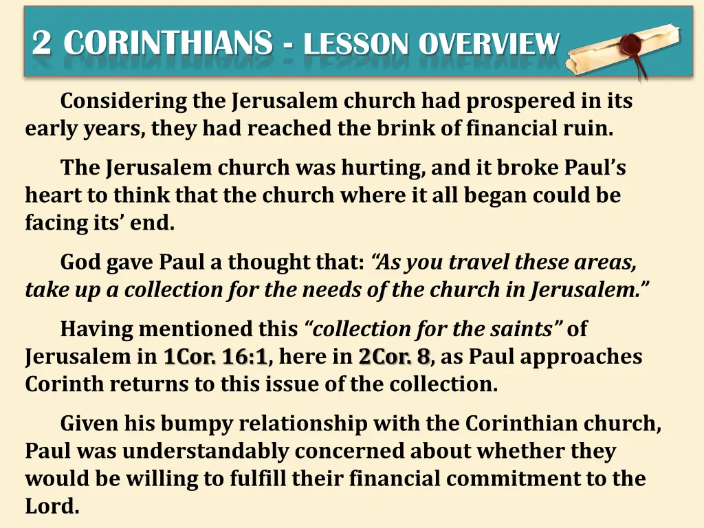 2 corinthians lesson overview 2