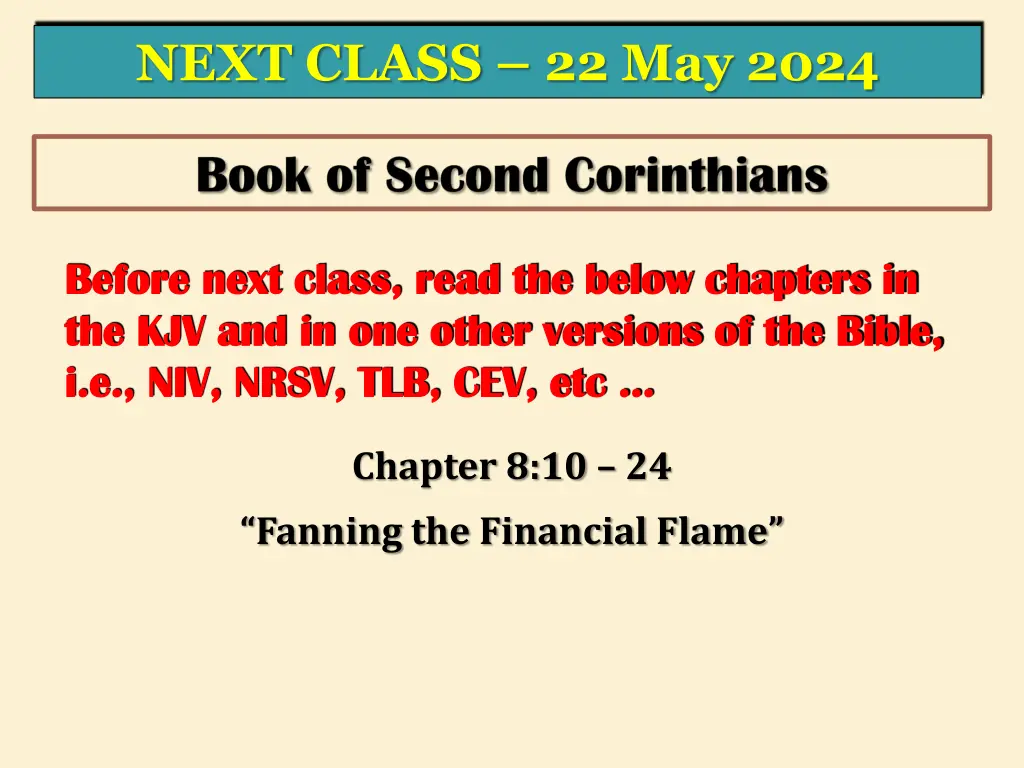 next class 22 may 2024