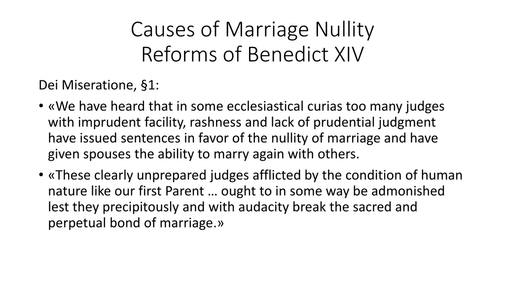 causes of marriage nullity reforms of benedict xiv 1