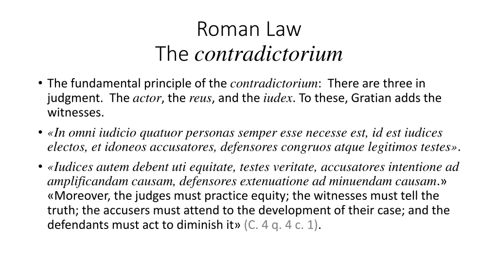 roman law the contradictorium