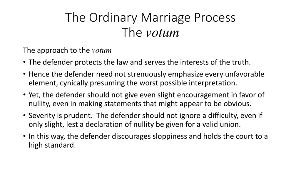 the ordinary marriage process the votum 1