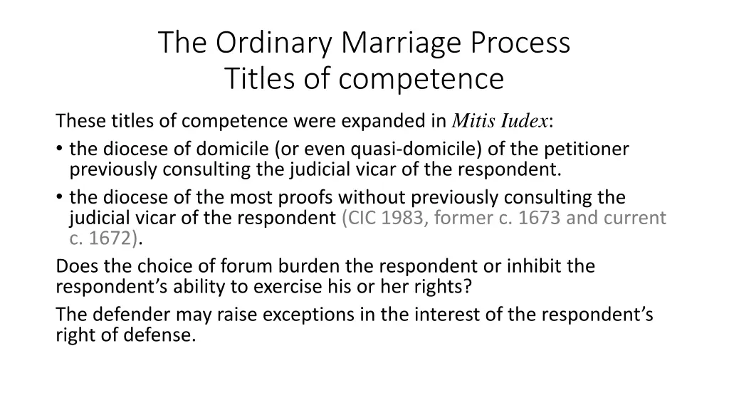 the ordinary marriage process titles of competence