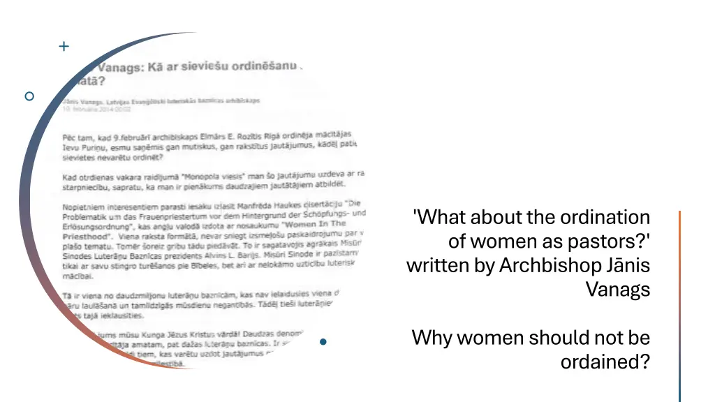 what about the ordination of women as pastors