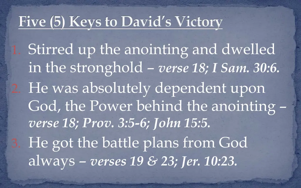 five 5 keys to david s victory