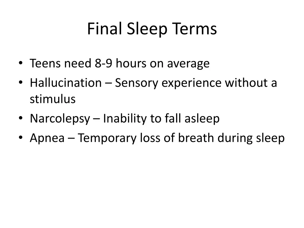 final sleep terms