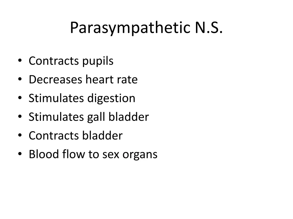 parasympathetic n s