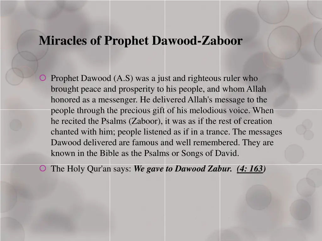 miracles of prophet dawood zaboor