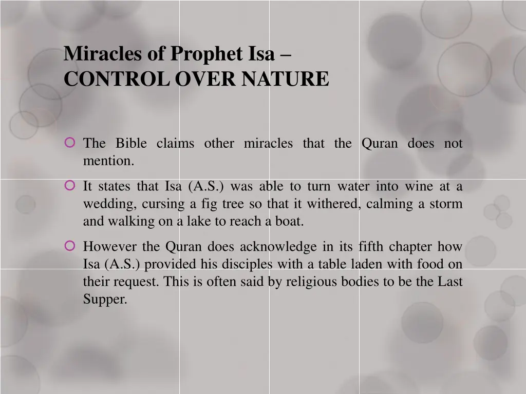 miracles of prophet isa control over nature
