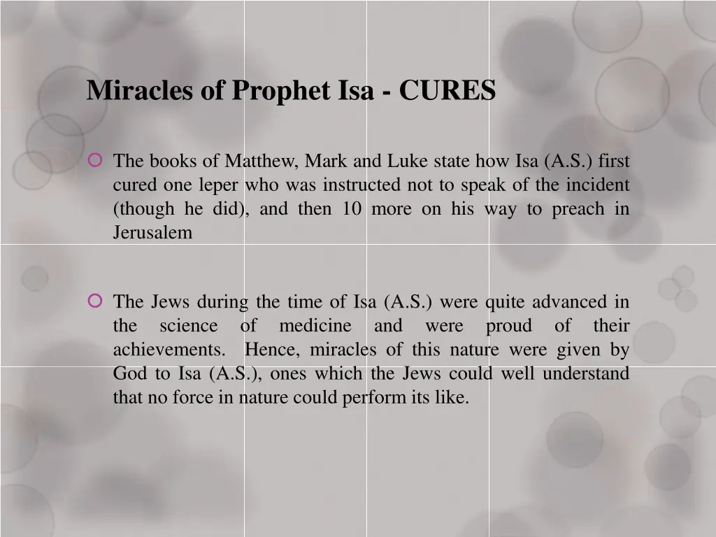 miracles of prophet isa cures