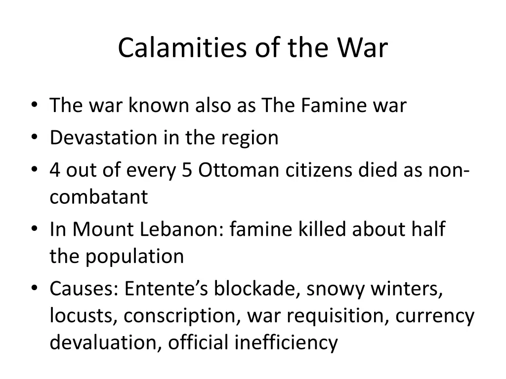 calamities of the war