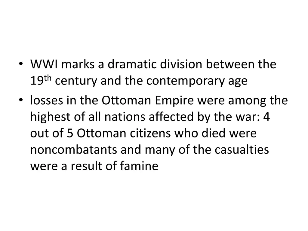 wwi marks a dramatic division between