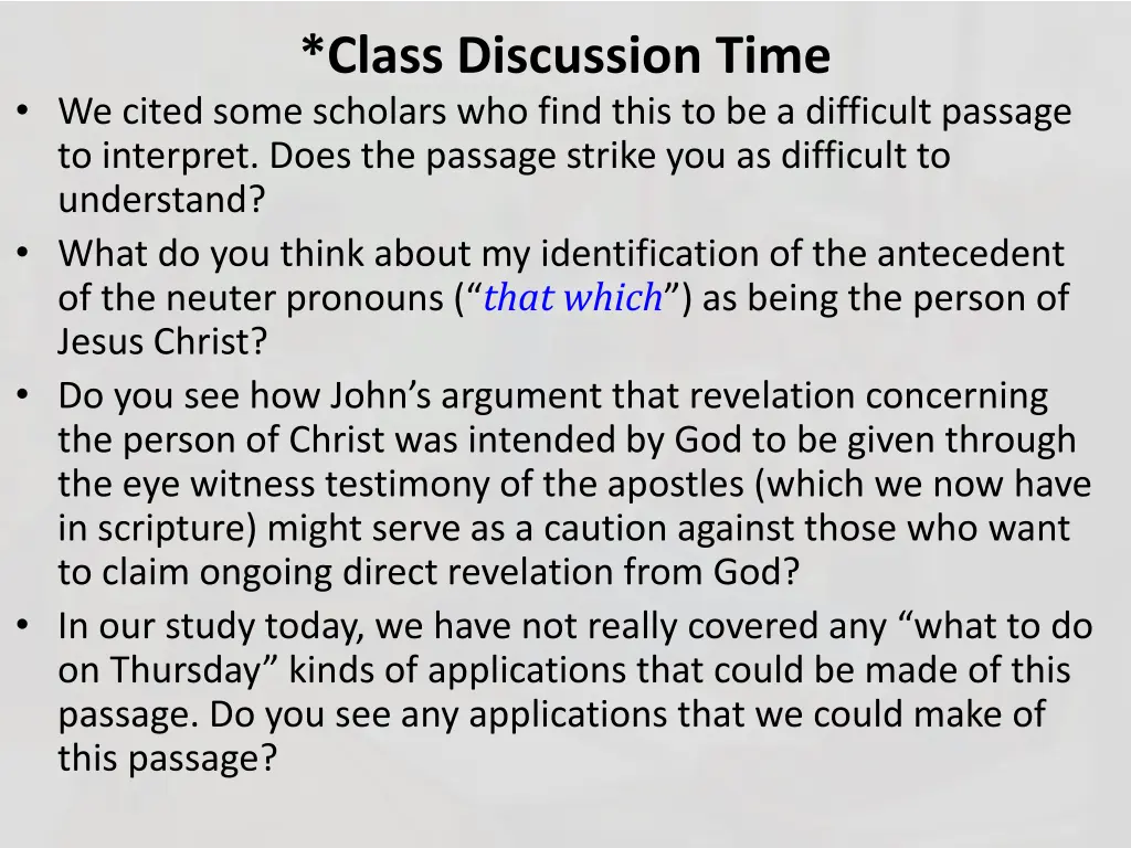 class discussion time 1