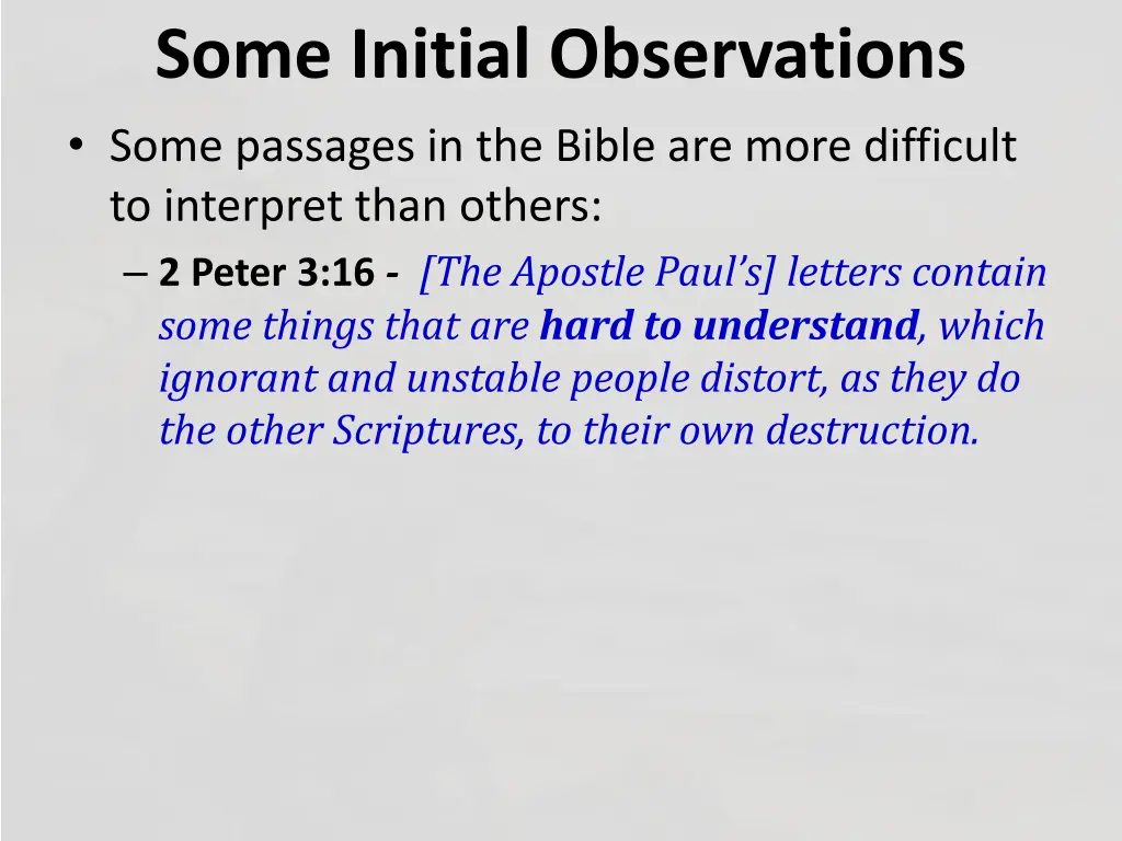 some initial observations some passages