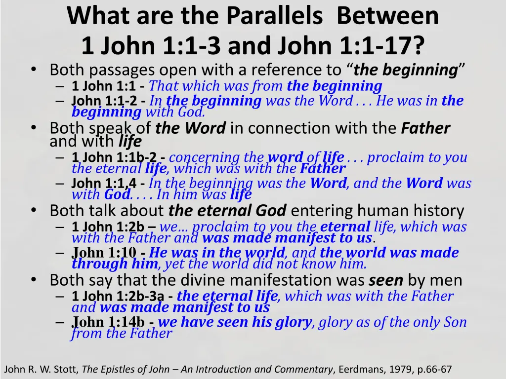 what are the parallels between 1 john