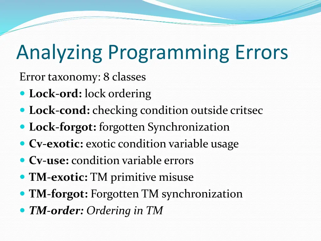 analyzing programming errors