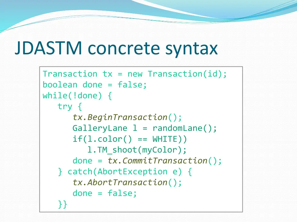 jdastm concrete syntax
