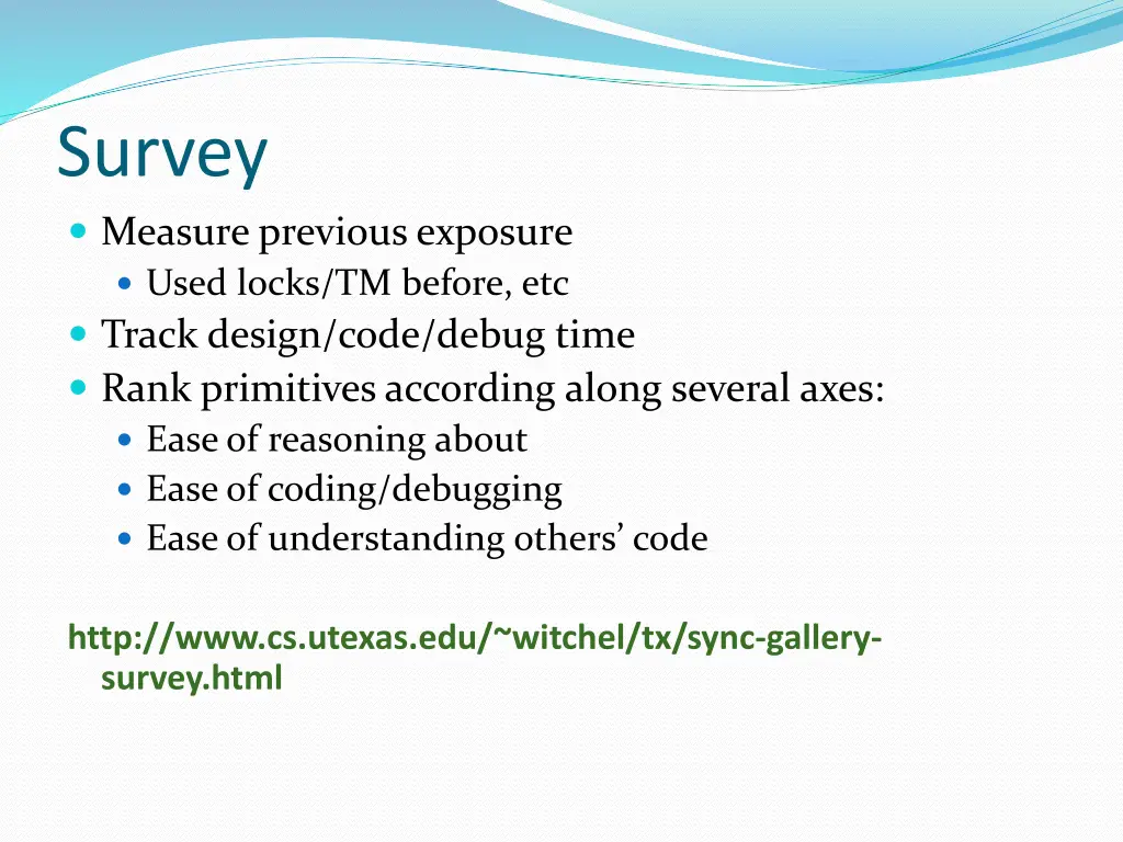 survey measure previous exposure used locks