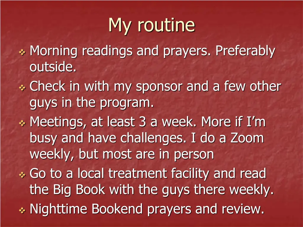 my routine