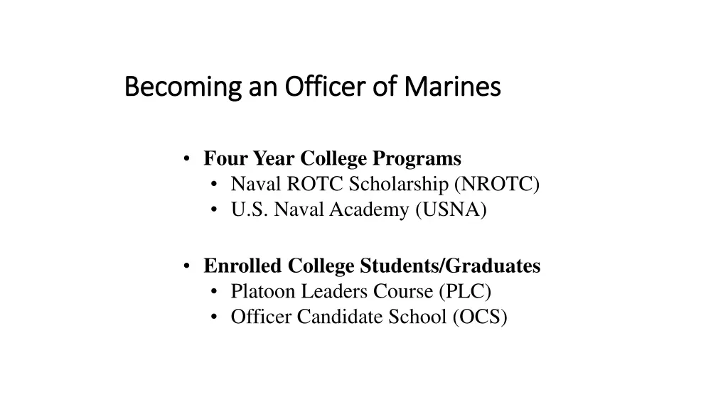 becoming an officer of marines becoming