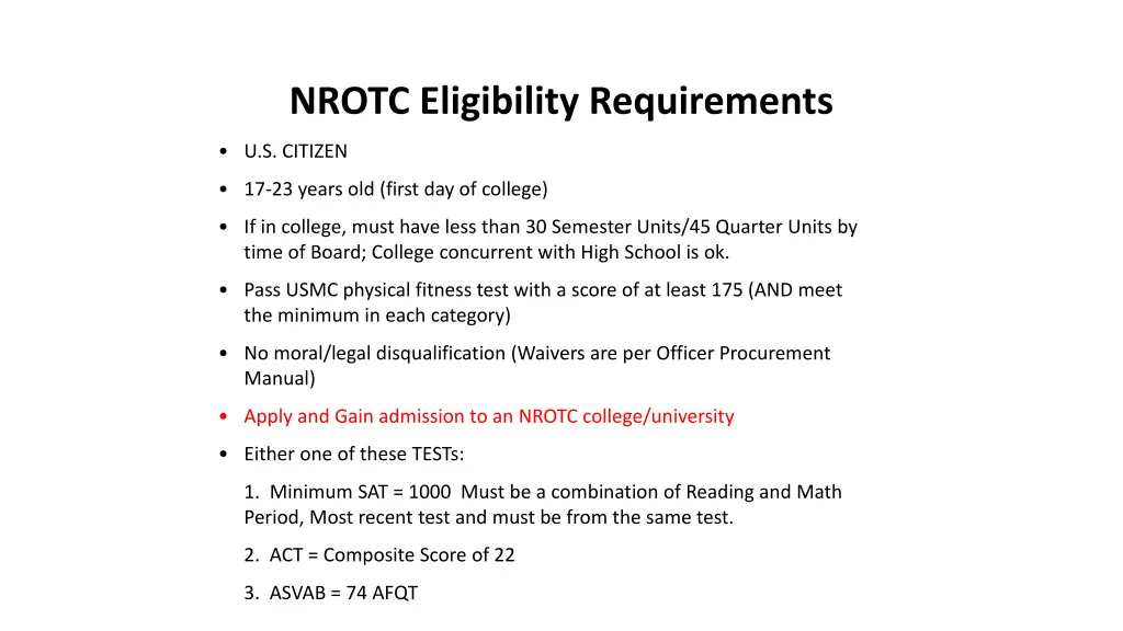 nrotc eligibility requirements