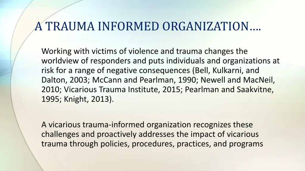 a trauma informed organization