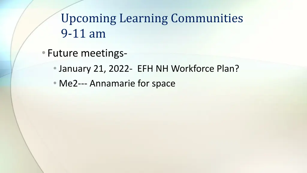 upcoming learning communities 9 11 am