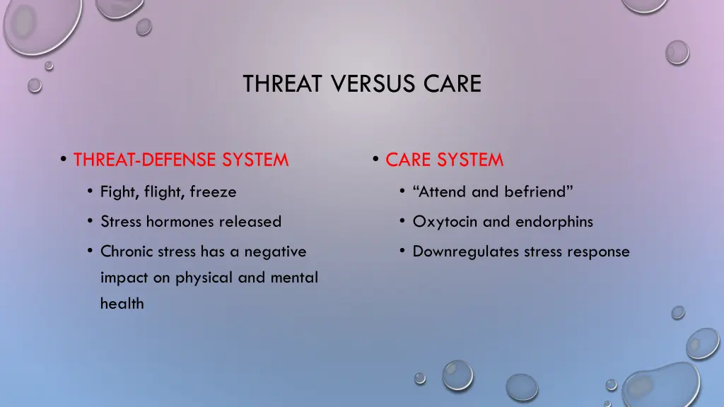threat versus care