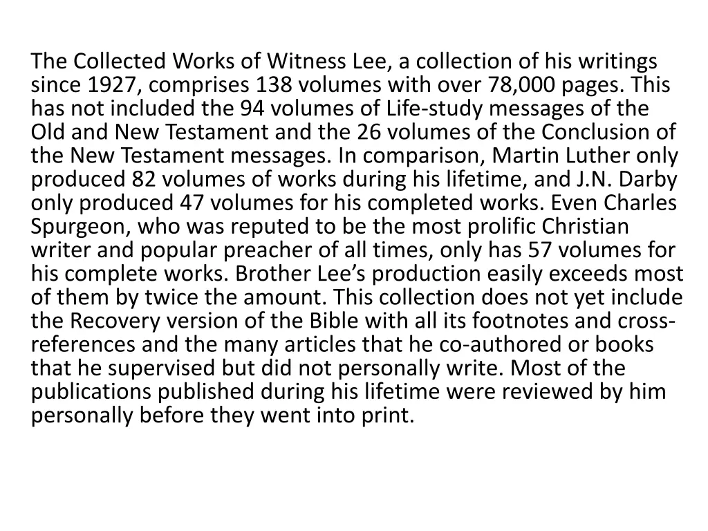 the collected works of witness lee a collection