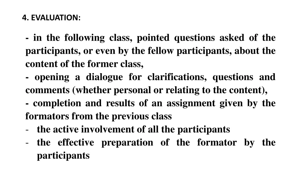 4 evaluation