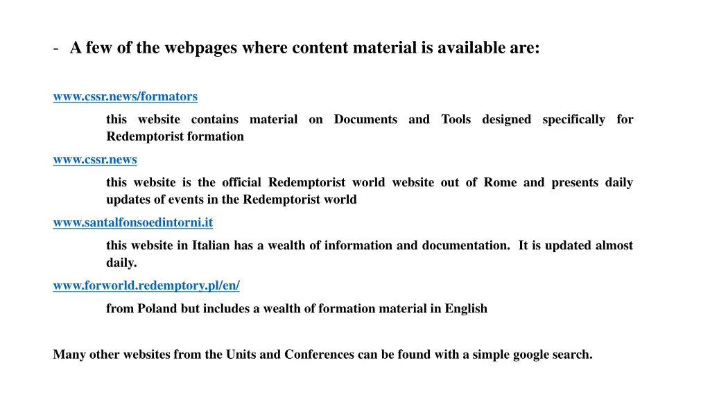 a few of the webpages where content material