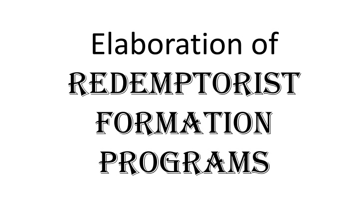 elaboration of redemptorist formation programs