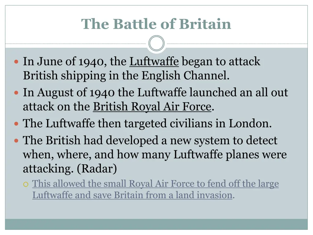 the battle of britain