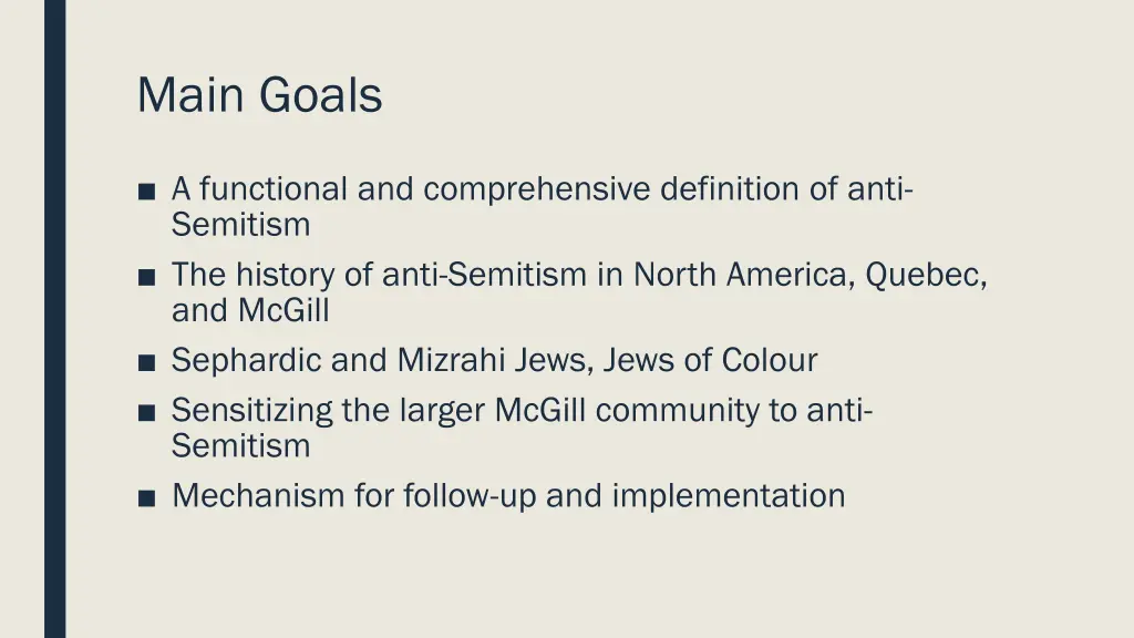 main goals