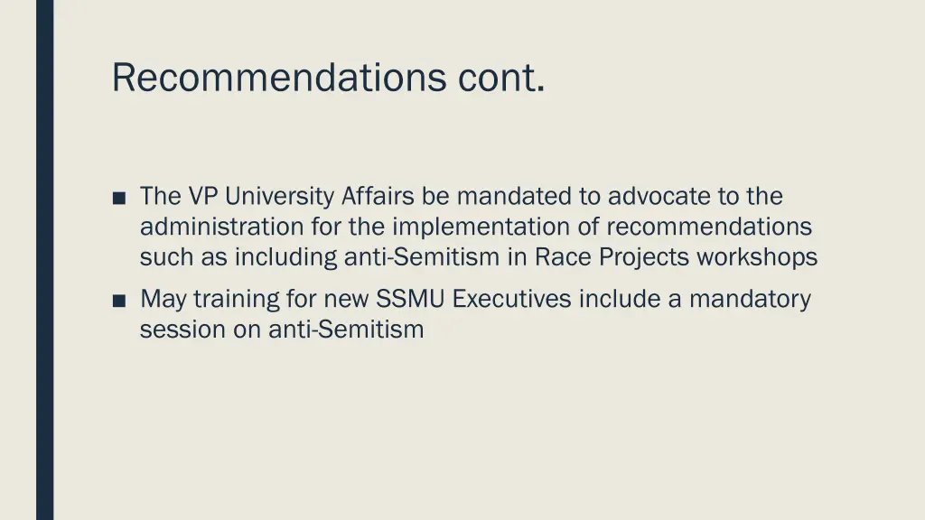 recommendations cont