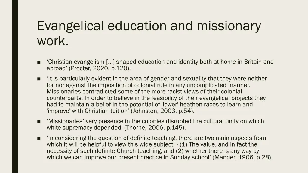 evangelical education and missionary work
