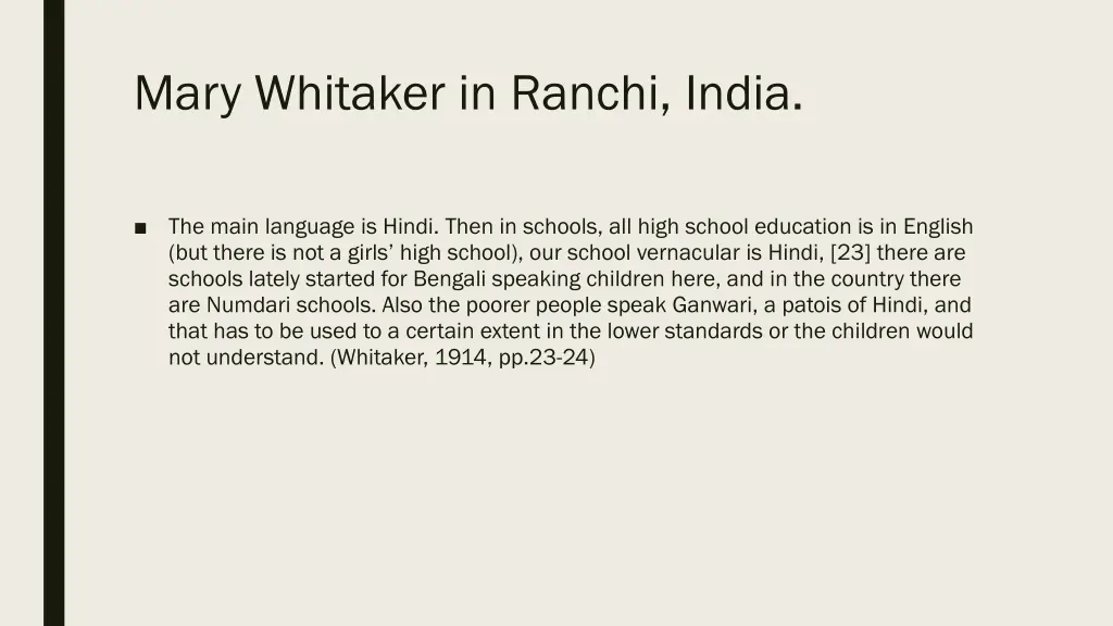 mary whitaker in ranchi india