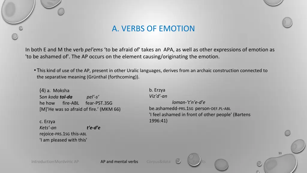 a verbs of emotion