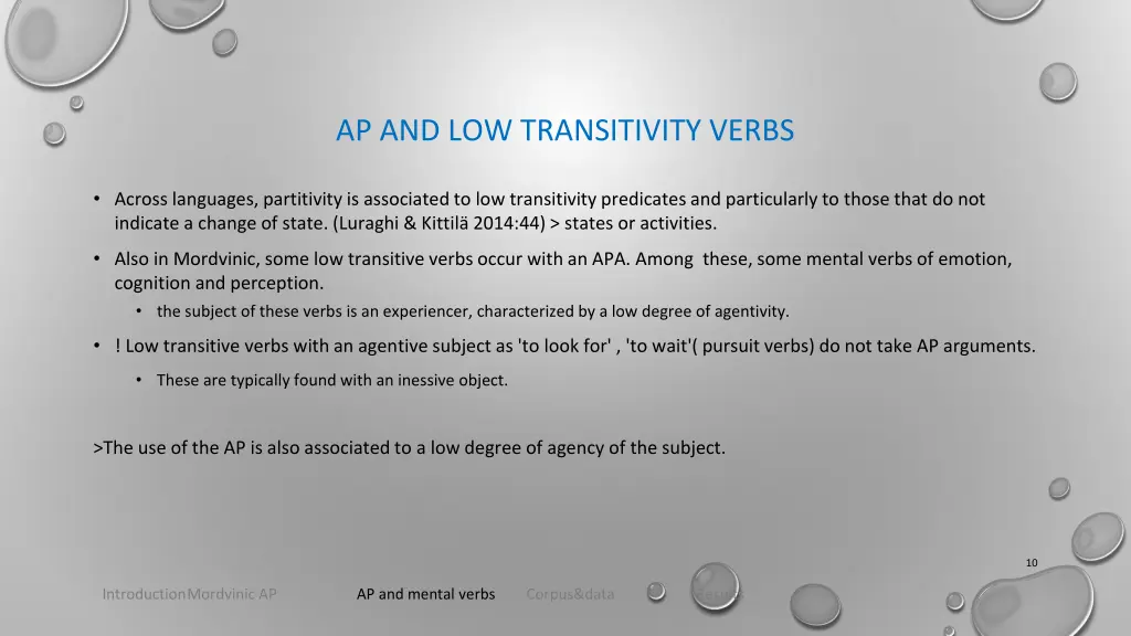 ap and low transitivity verbs