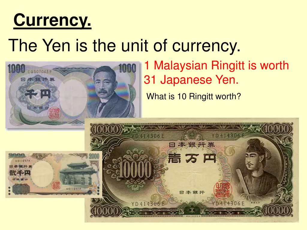 currency the yen is the unit of currency