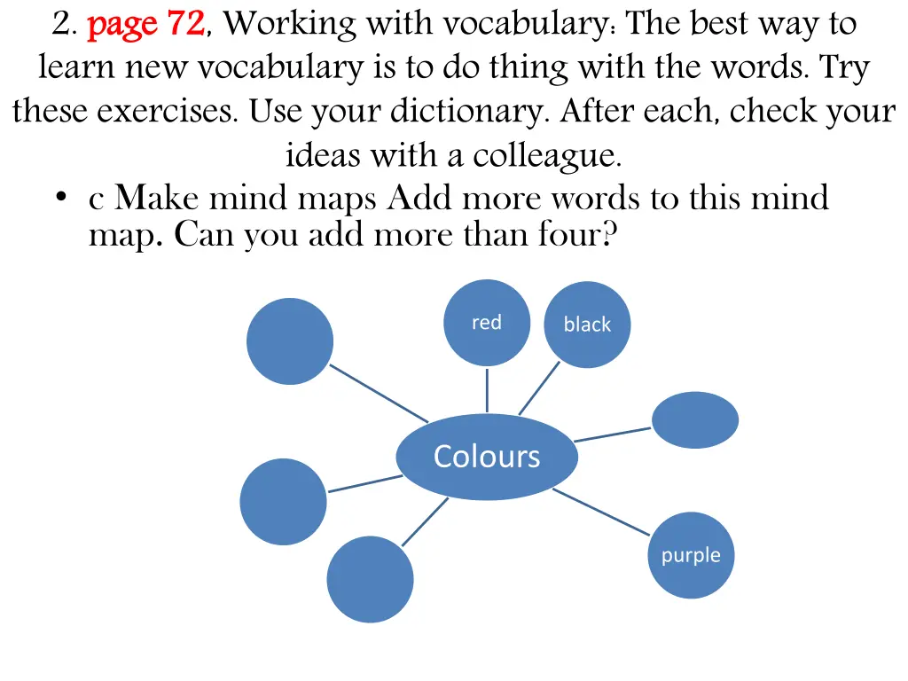 2 page 72 learn new vocabulary is to do thing 1