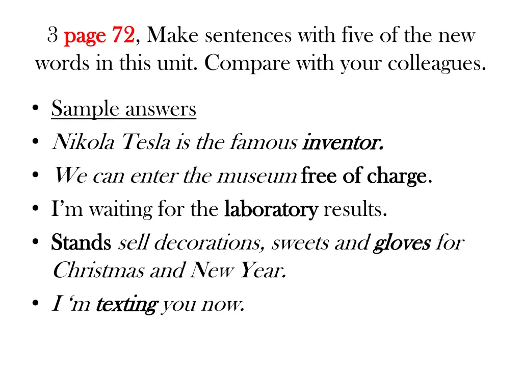3 page 72 page 72 make sentences with five